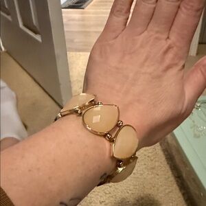 Elegant Statement Gold and Cream Bracelet